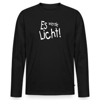 es werde Licht - Männer Premium Bio Langarmshirt - Schwarz - Vorne - Nico (187cm)