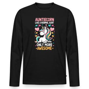 Tante, Tante, Licorne - T-shirt manches longues Premium bio Homme - noir - Devant - Nico (187cm)