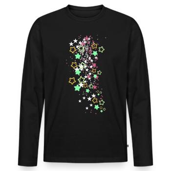 Stars, Sequins, Pink, Star, Colorful Stars - Men's Premium Organic Long Sleeve Shirt - black - Front - Nico (187cm)