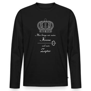 Man bringe mir meine Krone und mein Zepter - Männer Premium Bio Langarmshirt - Schwarz - Vorne - Nico (187cm)