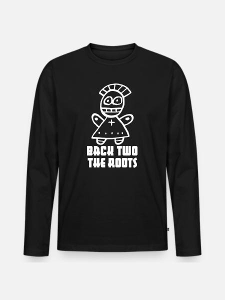 "Back two the Roots" cooler Spruch - Männer Premium Bio Langarmshirt - Schwarz