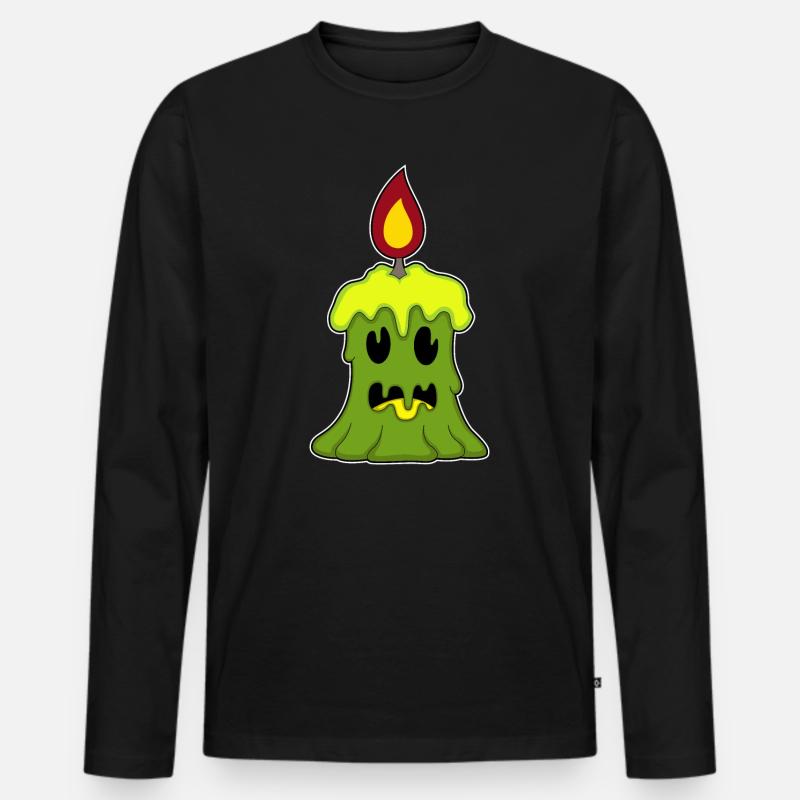 Kerze Halloween - Männer Premium Bio Langarmshirt - Schwarz