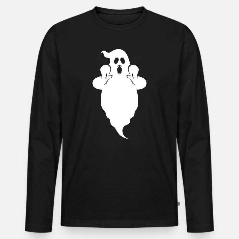 Geist Boo - Männer Premium Bio Langarmshirt - Schwarz