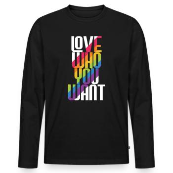 LGBT Pride Month - Liebe wen du willst - Männer Premium Bio Langarmshirt - Schwarz - Vorne - Nico (187cm)