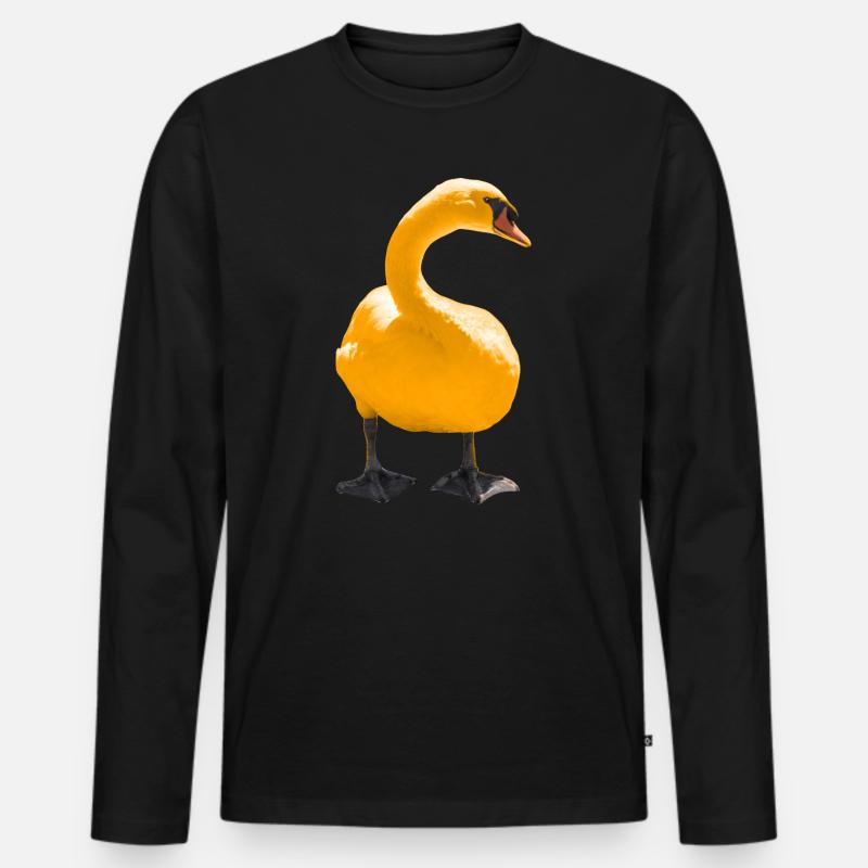 Eleganter Schwan Kunstdruck - Männer Premium Bio Langarmshirt - Schwarz