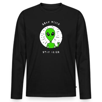 Stay Weird Stay Alien - Men's Premium Organic Long Sleeve Shirt - black - Front - Nico (187cm)