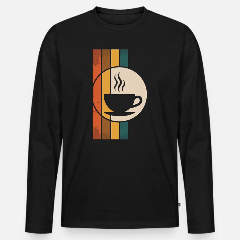 Retro Kaffeetasse - Männer Premium Bio Langarmshirt - Schwarz