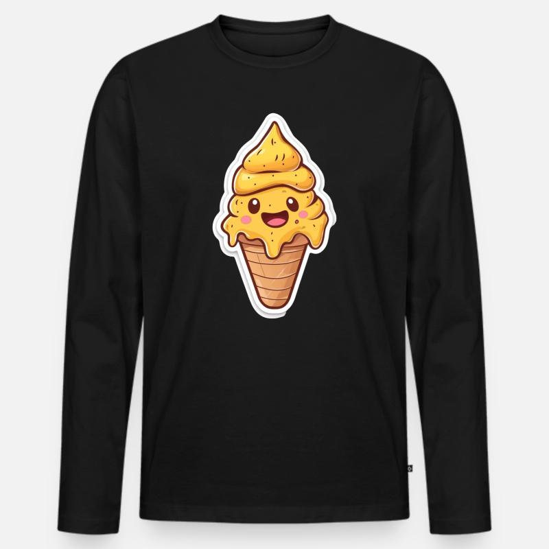Eiscreme Eis - Männer Premium Bio Langarmshirt - Schwarz
