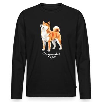Shiba Inu dit Don Spirituel Indépendant - T-shirt manches longues Premium bio Homme - noir - Devant - Nico (187cm)