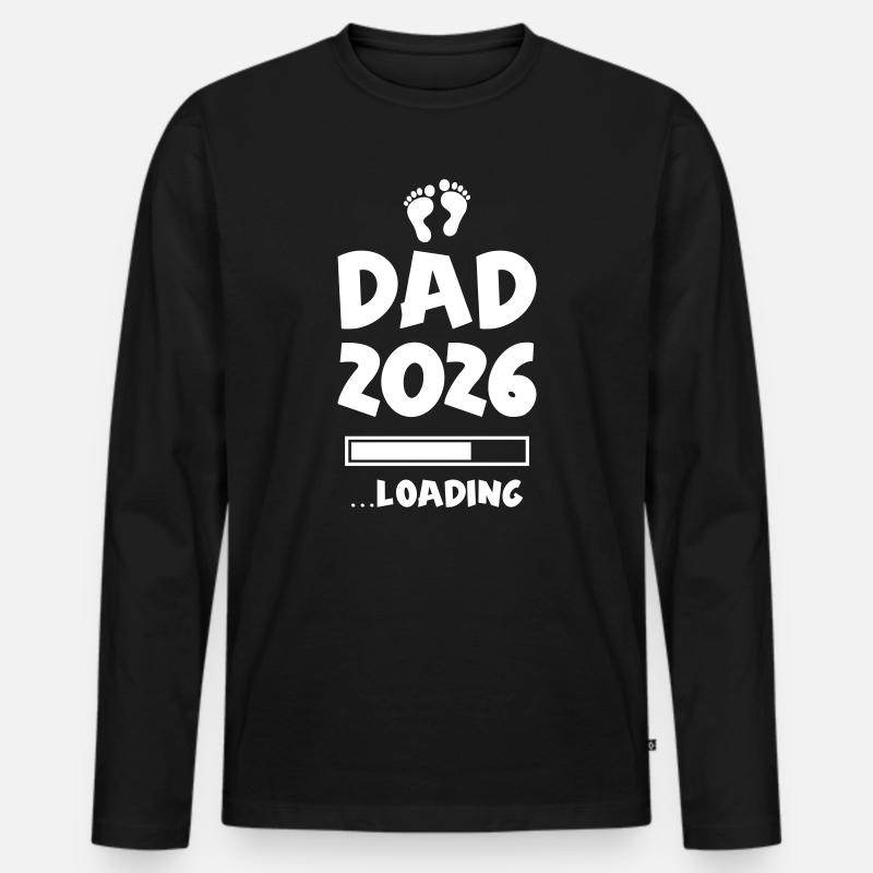 Dad 2026 Loading Papa Baby - Männer Premium Bio Langarmshirt - Schwarz