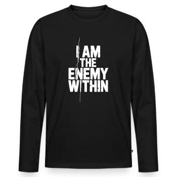 Ich bin der innere Feind - Männer Premium Bio Langarmshirt - Schwarz - Vorne - Nico (187cm)