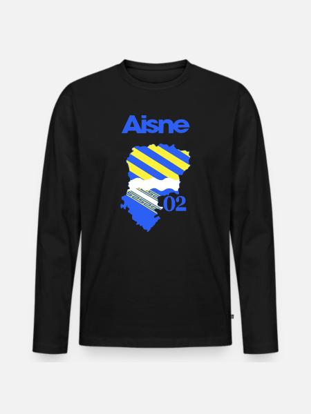 Map of Aisne Blue Yellow 02 - Men's Premium Organic Long Sleeve Shirt - black