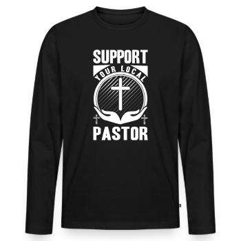 Pfarrer Kostüm Pastor Kleidung Gottesmann - Männer Premium Bio Langarmshirt - Schwarz - Vorne - Nico (187cm)