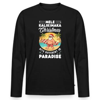 Mele Kalikimaka Hawaiian Christmas - Men's Premium Organic Long Sleeve Shirt - black - Front - Nico (187cm)