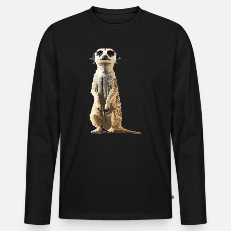 Meerkat Erdmännchen - Männer Premium Bio Langarmshirt - Schwarz