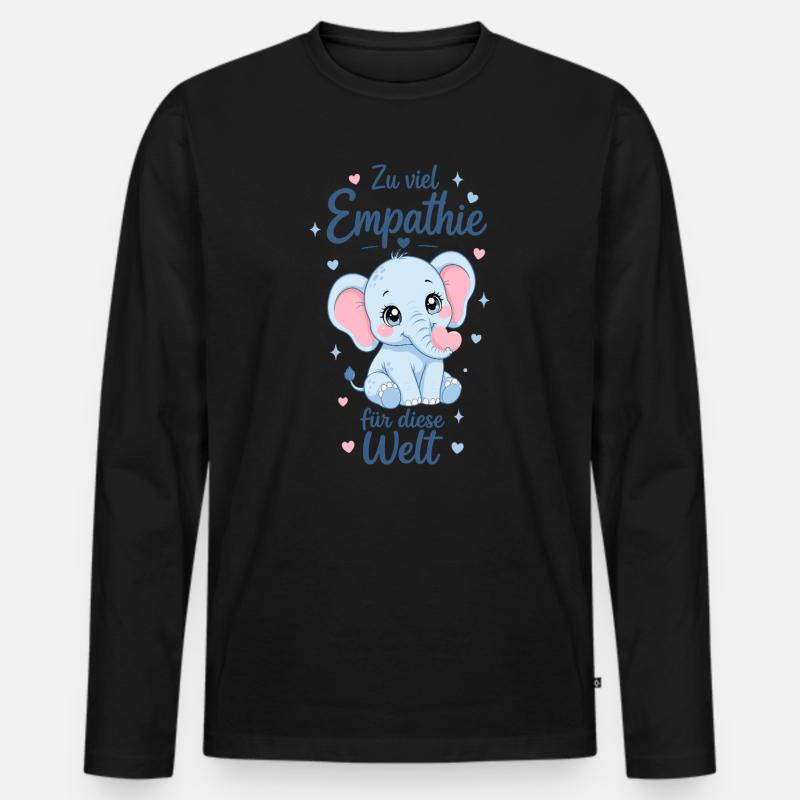 Empathie Elefant Geschenk - Männer Premium Bio Langarmshirt - Schwarz