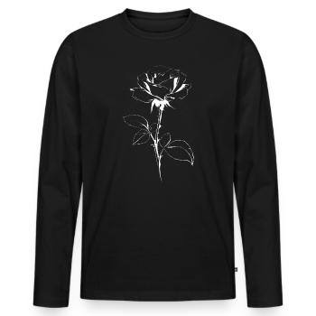 Schwarzweiße Rosenlinienkunst - Männer Premium Bio Langarmshirt - Schwarz - Vorne - Nico (187cm)