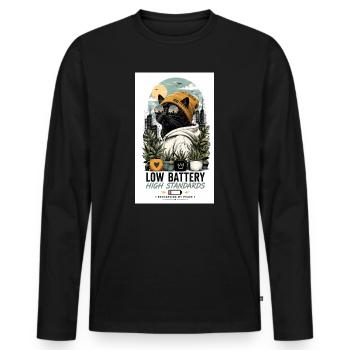 Chat en sweat à capuche avec des plantes - T-shirt manches longues Premium bio Homme - noir - Devant - Nico (187cm)