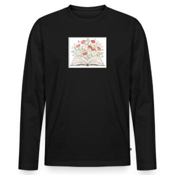 Livres - T-shirt manches longues Premium bio Homme - noir - Devant - Nico (187cm)