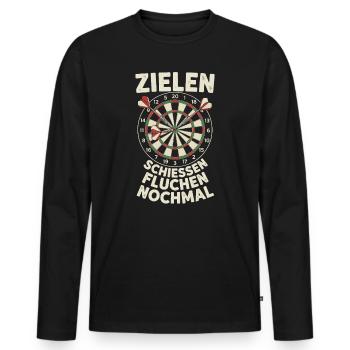 Zielen Schießen Fluchen Noch Mal - Männer Premium Bio Langarmshirt - Schwarz - Vorne - Nico (187cm)