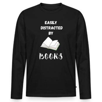 Easily distracted by Books - Men's Premium Organic Long Sleeve Shirt - black - Front - Nico (187cm)