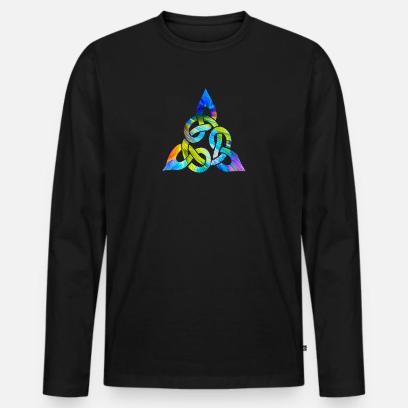 Farbenfroher keltischer Knoten - Männer Premium Bio Langarmshirt - Schwarz
