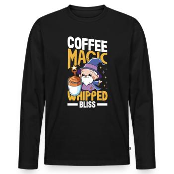 Coffee Magic Dalgona Whipped Bliss - Männer Premium Bio Langarmshirt - Schwarz - Vorne - Nico (187cm)