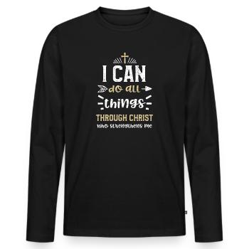 Je peux tout faire grâce à Chri... - T-shirt manches longues Premium bio Homme - noir - Devant - Nico (187cm)