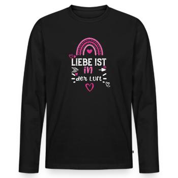 Liebe ist in der Luft - Männer Premium Bio Langarmshirt - Schwarz - Vorne - Nico (187cm)