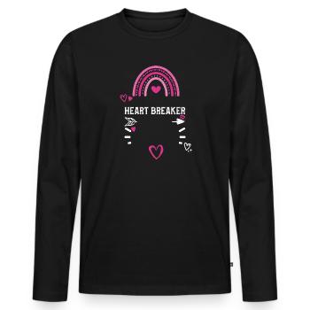 Heart Breaker - Valentine's Day - Men's Premium Organic Long Sleeve Shirt - black - Front - Nico (187cm)