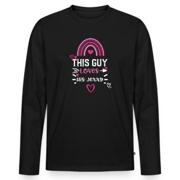 This Guy Loves His Jerry - Männer Premium Bio Langarmshirt - Schwarz - Vorne - Nico (187cm)