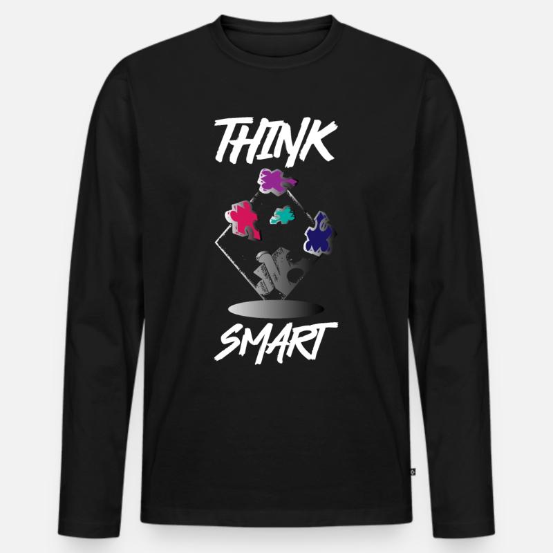 Think Smart Puzzle - Männer Premium Bio Langarmshirt - Schwarz