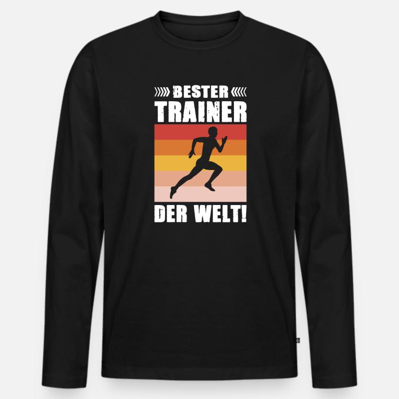 Leichtathletik Bester Trainer der Welt - Männer Premium Bio Langarmshirt - Schwarz