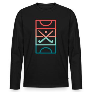 Hockey Playing Field Vintage Field Hockey - Men's Premium Organic Long Sleeve Shirt - black - Front - Nico (187cm)