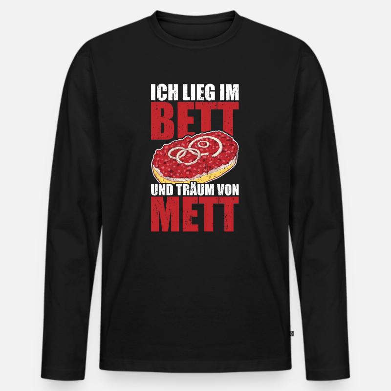 Mettbrötchen - Männer Premium Bio Langarmshirt - Schwarz