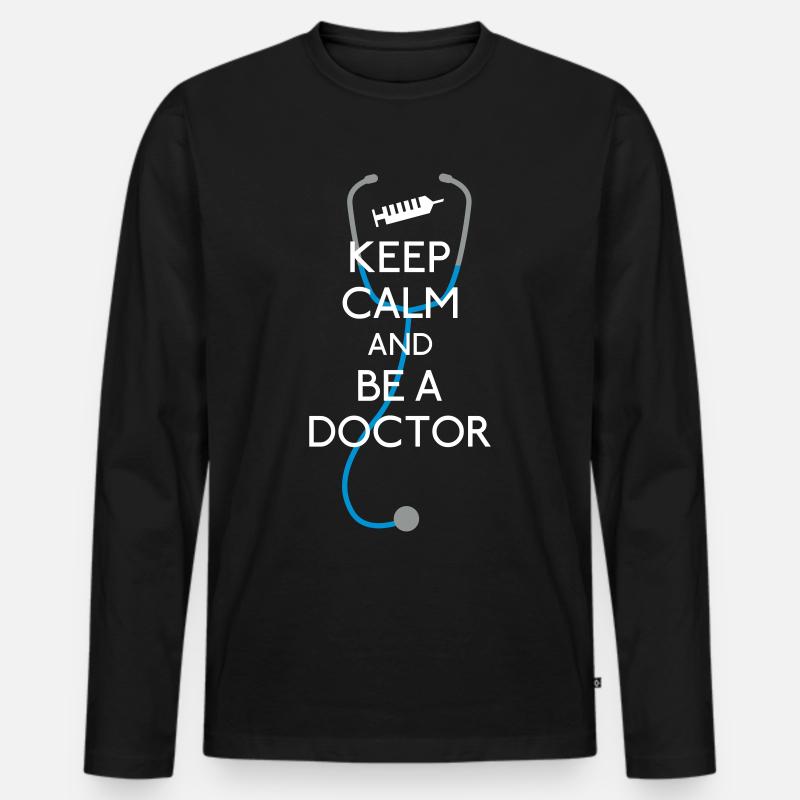 Keep Calm Doctor - Männer Premium Bio Langarmshirt - Schwarz