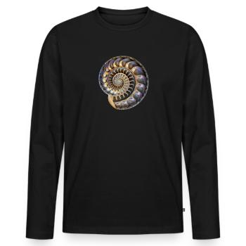 Fibonacci spiral, shell, golden ratio - Men's Premium Organic Long Sleeve Shirt - black - Front - Nico (187cm)