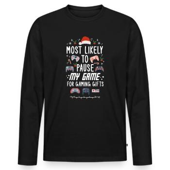 Weihnachten Gamer Pause My Game For Gaming Gifts - Männer Premium Bio Langarmshirt - Schwarz - Vorne - Nico (187cm)