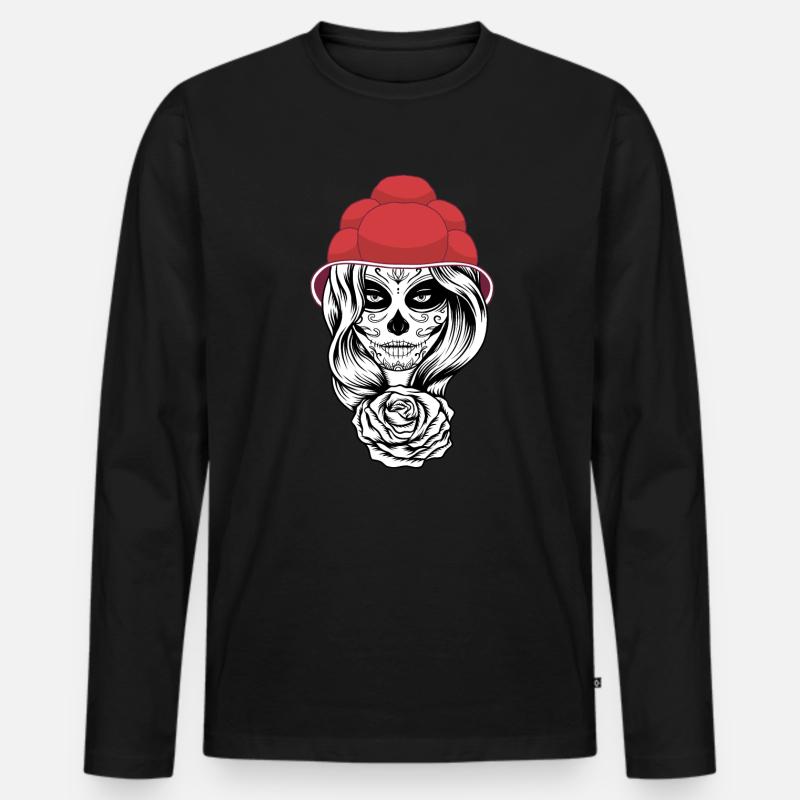 Schwarzwaldmädel Bollenhut - Männer Premium Bio Langarmshirt - Schwarz
