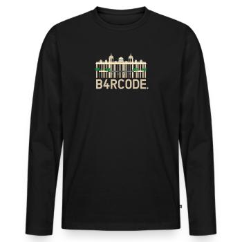 B4RCODE. Monaco - T-shirt manches longues Premium bio Homme - noir - Devant - Nico (187cm)