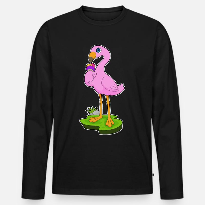 Flamingo Waffeleis - Männer Premium Bio Langarmshirt - Schwarz