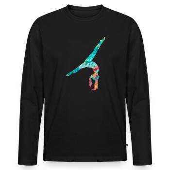 Turnen, Leichtathletik, Gymnastik PopArt - Männer Premium Bio Langarmshirt - Schwarz - Vorne - Nico (187cm)