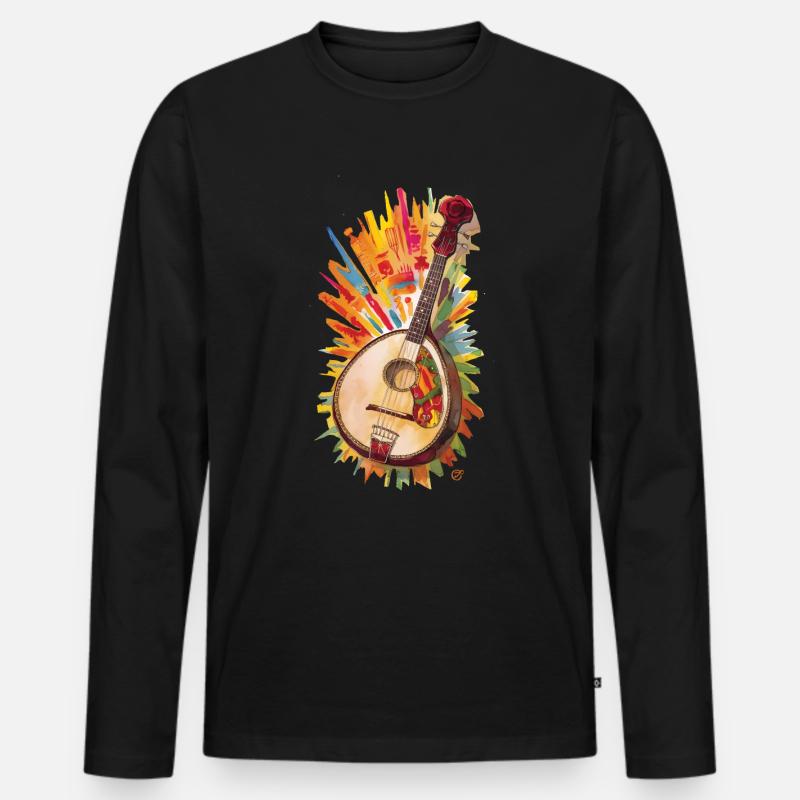 Bouzouki-Instrument-Geschenk - Männer Premium Bio Langarmshirt - Schwarz