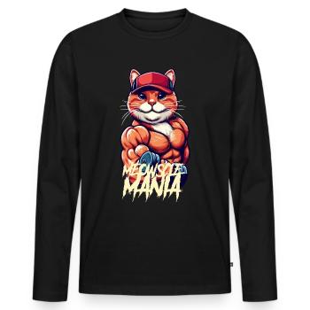 Miau-Manie - Männer Premium Bio Langarmshirt - Schwarz - Vorne - Nico (187cm)
