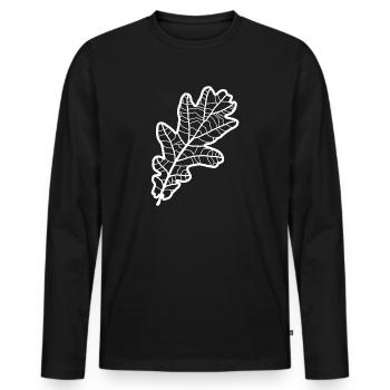 Eiche Eichenblatt Eichenlaub Eichen Oak Leaf Baum - Männer Premium Bio Langarmshirt - Schwarz - Vorne - Nico (187cm)