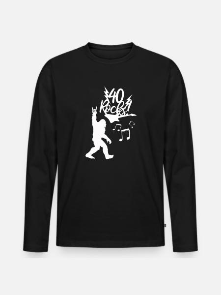 40e verjaardag Rock muziek Bigfoot Rock Hand Symbool - Mannen Premium Bio shirt met lange mouwen - zwart