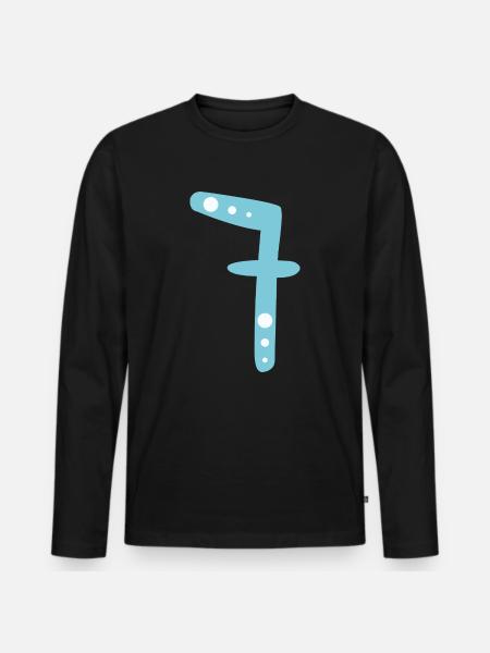 Nummer 7 - Männer Premium Bio Langarmshirt - Schwarz