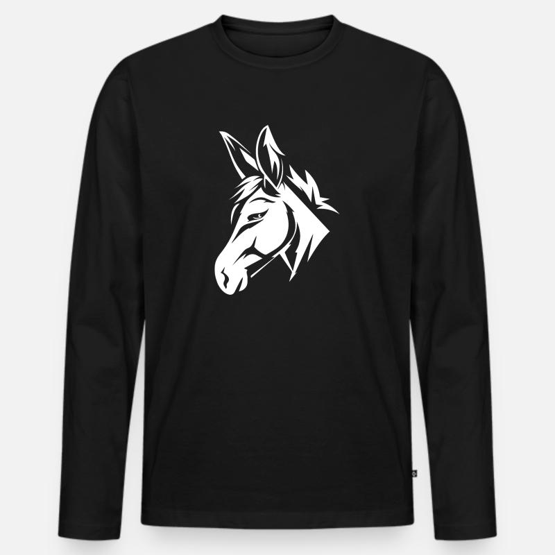 Esel - Männer Premium Bio Langarmshirt - Schwarz