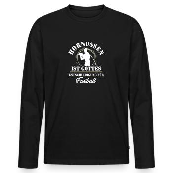 Hornussen ist Gottes Entschuldigung - Männer Premium Bio Langarmshirt - Schwarz - Vorne - Nico (187cm)