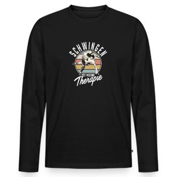Schwingen ist meine Therapie/ Schwinger Shirt - Männer Premium Bio Langarmshirt - Schwarz - Vorne - Nico (187cm)